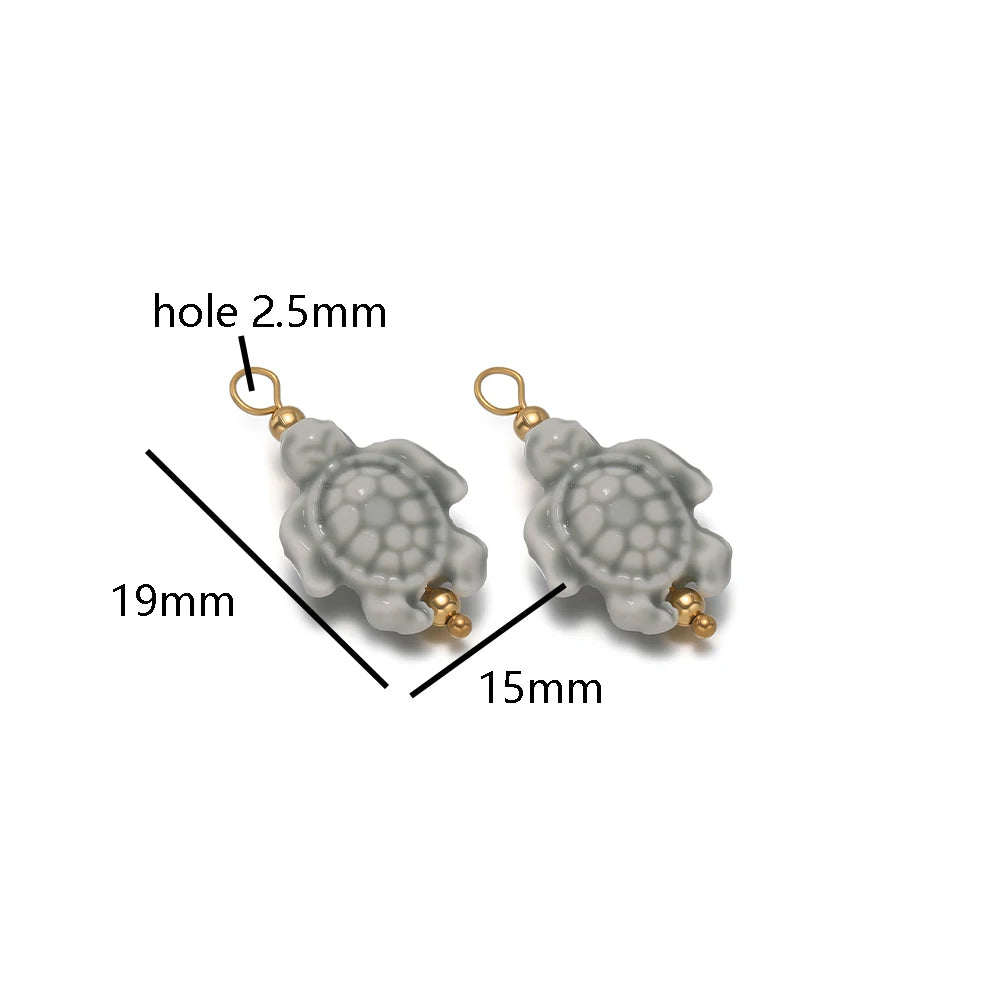 New Design DIY Jewelry Accessories Stainless Steel Ceramic Peace dove Tortoise butterfly Charm Pendant for Jewelry Making