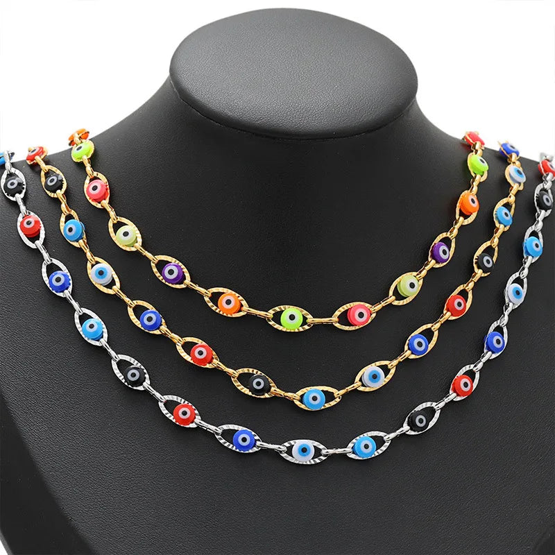 B3272 6mm Gold Filled Chain Ins Stainless Steel Chain Eye Enamel Charms Chain for Making