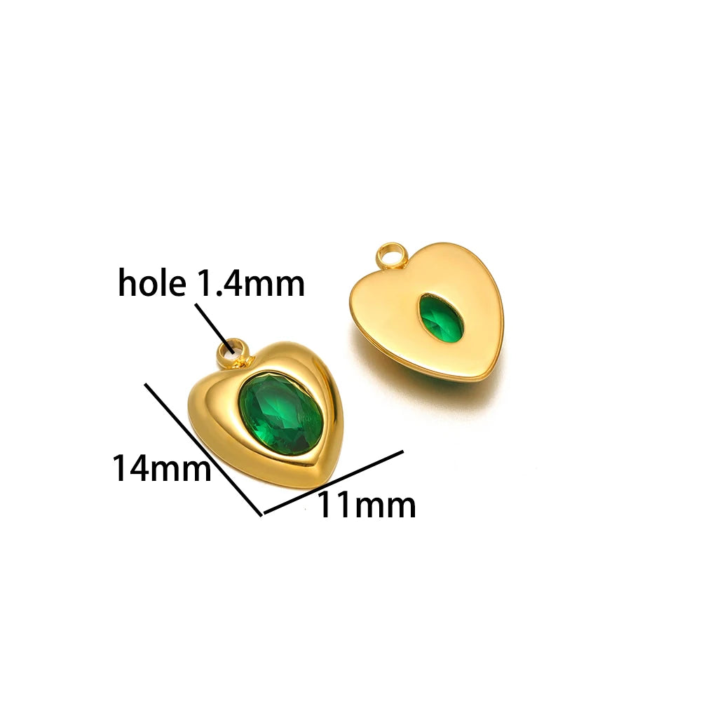 Wholesale 18k Gold Plated Stainless Steel Drip-oil Heart Coconut Tree Square Conch Charm Pendant for Women Jewelry Making