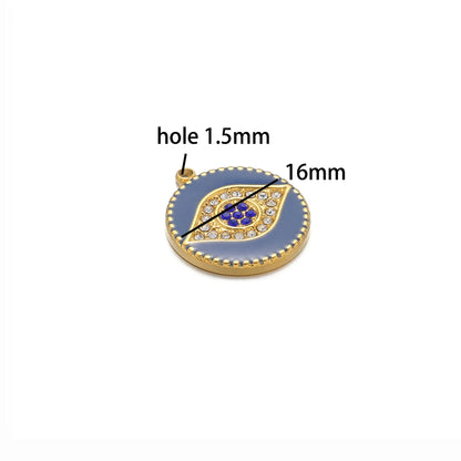 Best Selling 18k Gold Plated Stainless Steel Drip Oil Zircon Eye Charms Pendant for Women Jewelry Necklace Earrings Making