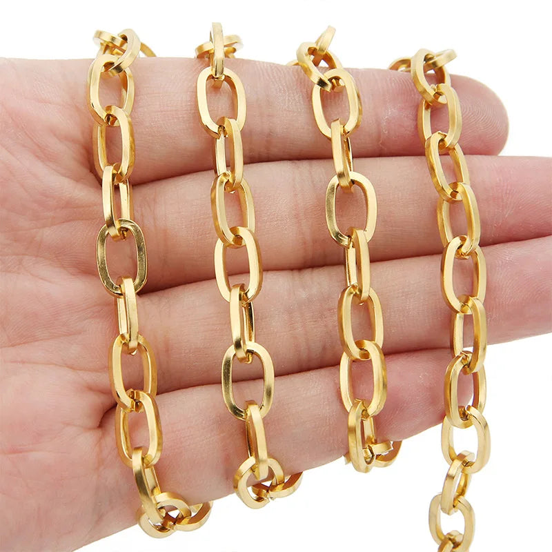 A1549 High Quality 18k Gold Plated Paper Clip Chain Bulk Necklace 12mm Jewelry Making Accessory Diy