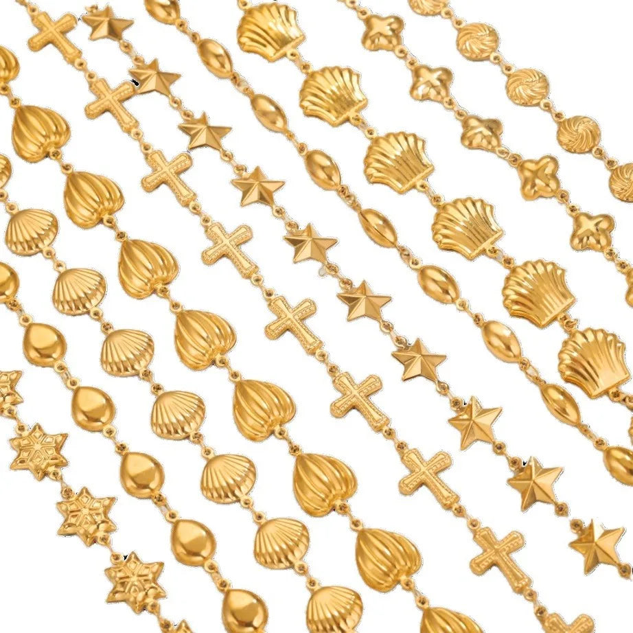 A2836 Amazing Hot Sea Ocean Shell Chain Gold Plated Cross Chain for Necklace Bracelet Making Diy