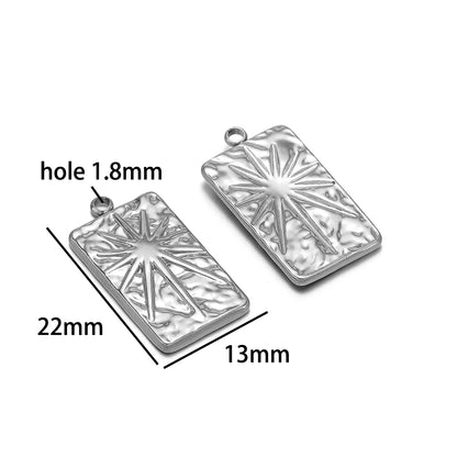 Vintage 18k Gold Plated Stainless Steel Rectangular Sun Feather Charm Pendant for Necklaces Jewelry Making