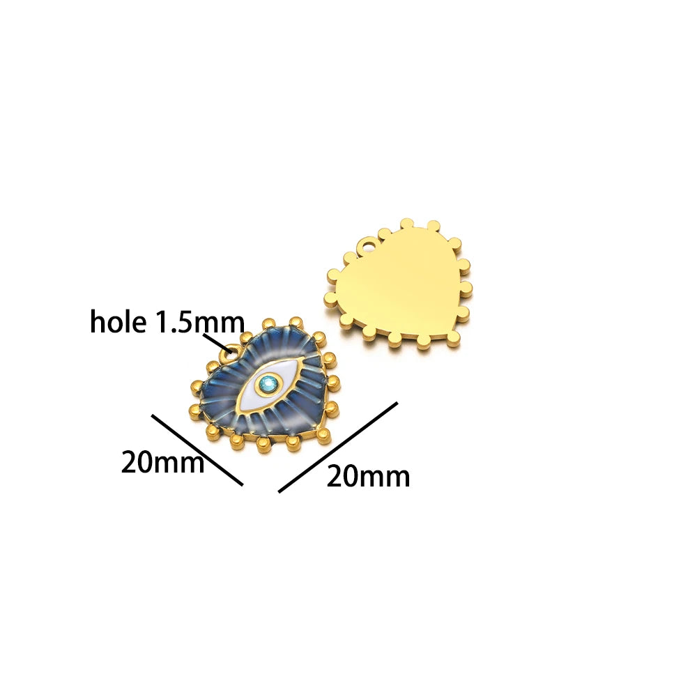 Design Dainty Enamel Eye Stainless Steel 18K Gold Plated Zircon Eyes Charm Pendant for Jewelry Earring Necklace Making