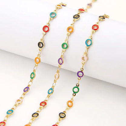 B3340 4.5mm Round Beaded Chain Colorful Bohemia Enamel Charms Chain Chains Rings for Diy
