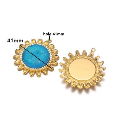 Bohemian Style Stainless Steel18k Gold Plated Sunflower Sun Shape Charms Pendant for DIY Jewelry Necklace Earring Making