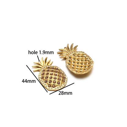 Wholesale Stainless Steel 18k Gold Plated Enamel Elephant Pineapple Heart Zircon Charm Pendant for Jewelry Necklace Making