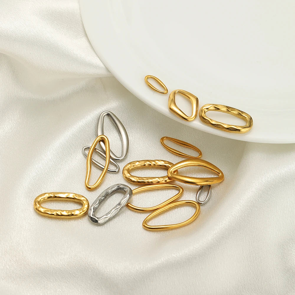 18K Gold Plated 304 Stainless Steel O-Shape Lip-shape Irregular Oval Charm Pendant for Necklace Supplies Bracelet Jewelry