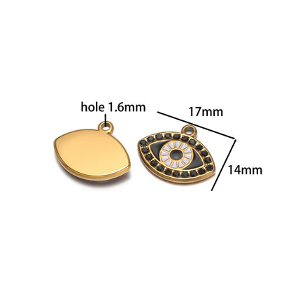 Fashion Stainless Steel 18k Gold Plated Enamel  Zircon Eyes Charm Pendant for Necklace Bracelet Jewelry Making Wholesale