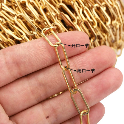 B368 Wholesale Price Gold Silver Paper Clip Chain 6.5mm Cable Chain Chain Stainless Steel for Jewelry Accessory