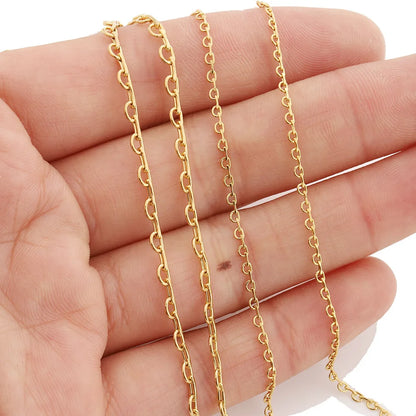 D144 Hot Fashion 18k Gold Plated Chain Necklace Bracelet Jewelry Making Bulk Roll Chain Wholesale