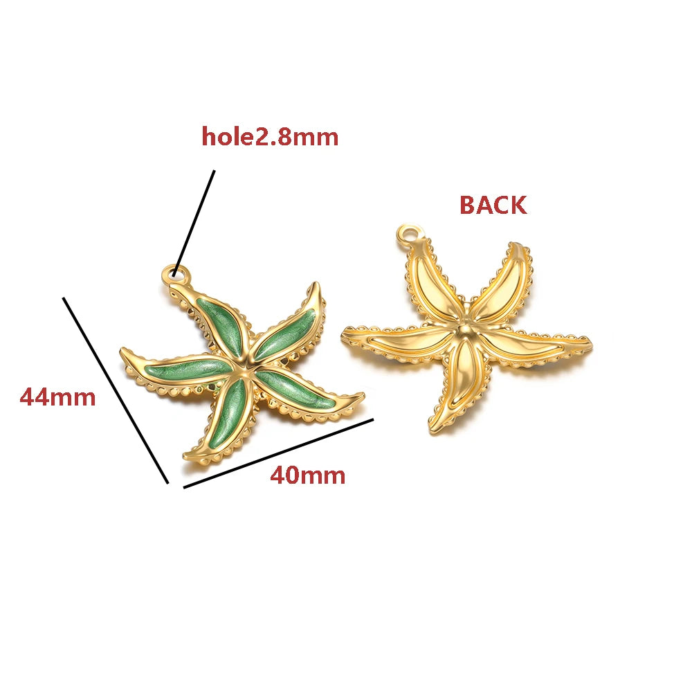 18K Gold Plated Starfish Charms Enamel Pendants Nautical Beach Style DIY Jewelry Making Supplies Accessories
