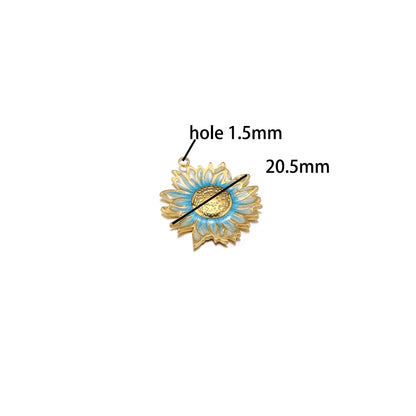 Diy Handmade Jewelry Accessories Stainless Steel 18k Gold  Enamel Sunflower Charms Pendant for Jewelry Earrings Necklace Making