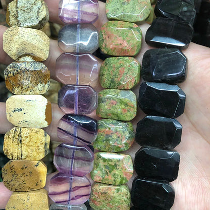 Natural Gemstone Faceted Irregular Faceted Freeform Flat Rectangle Polygon Beads Strand for Jewelry Making Bracelets Necklaces