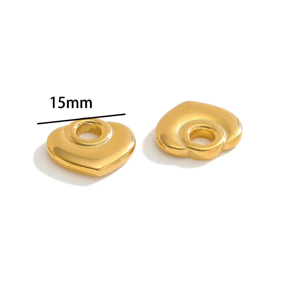 New Product 304 Stainless Steel 18k Gold Plated Heart Charm Pendants for Jewelry Necklace Making Accessories