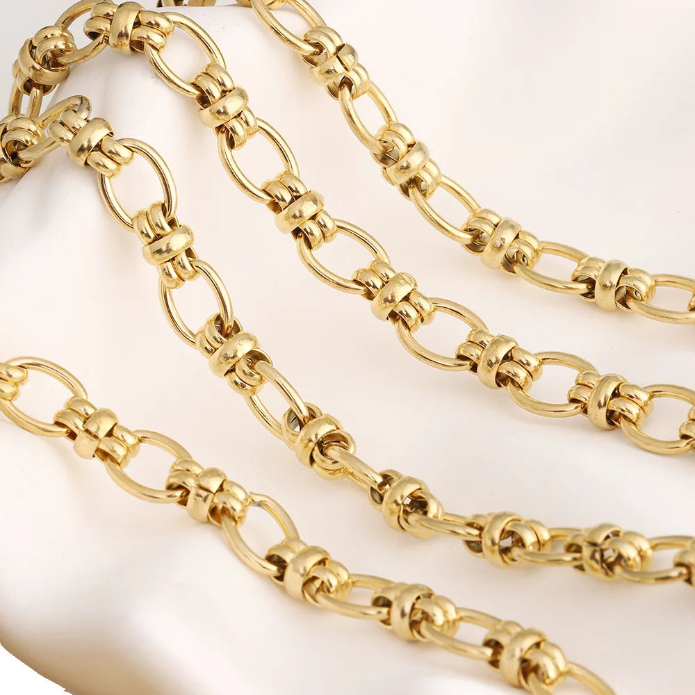 D328 Fashion Non Tarnish Vacuum Plated Stainless Steel Chain Trunk Gold Silver Plated Roller Chain for Necklace Bracelet Diy