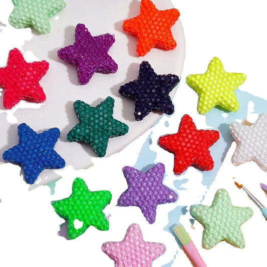 Fluorescent Colored Pottery Style Star Shape Loose Beads Bulk for Beadable Pen DIY Keychain Bracelet Jewelry Making Wholesale