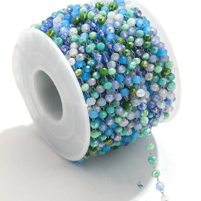 A1321 Fashion Handmade Stainless Steel Chain Beads Beaded Crystal Chain Colorful Chain for Necklace Bracelet Diy