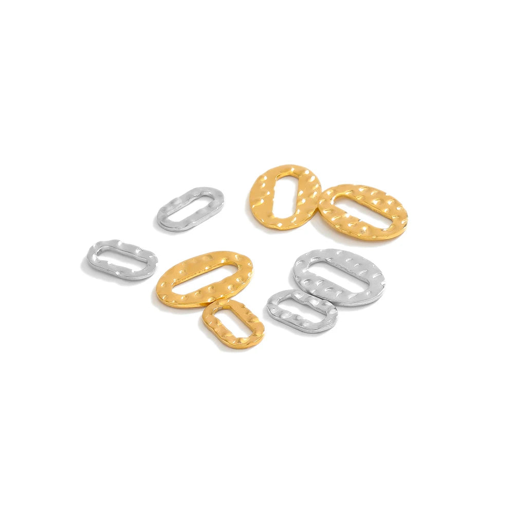 Wholesale Stainless Steel Gold Plated  Embossing Oval Slice Charms Pendants Necklace Connectors for Jewelry Necklace Making