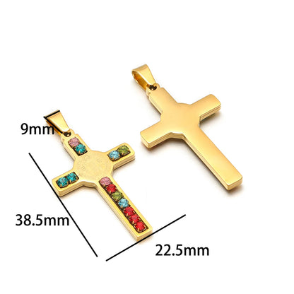 New Style 18k Gold Plated Stainless Steel Cross Star Butterfly Eye Enamel Zircon Charm Pendant for Jewelry Making Accessories