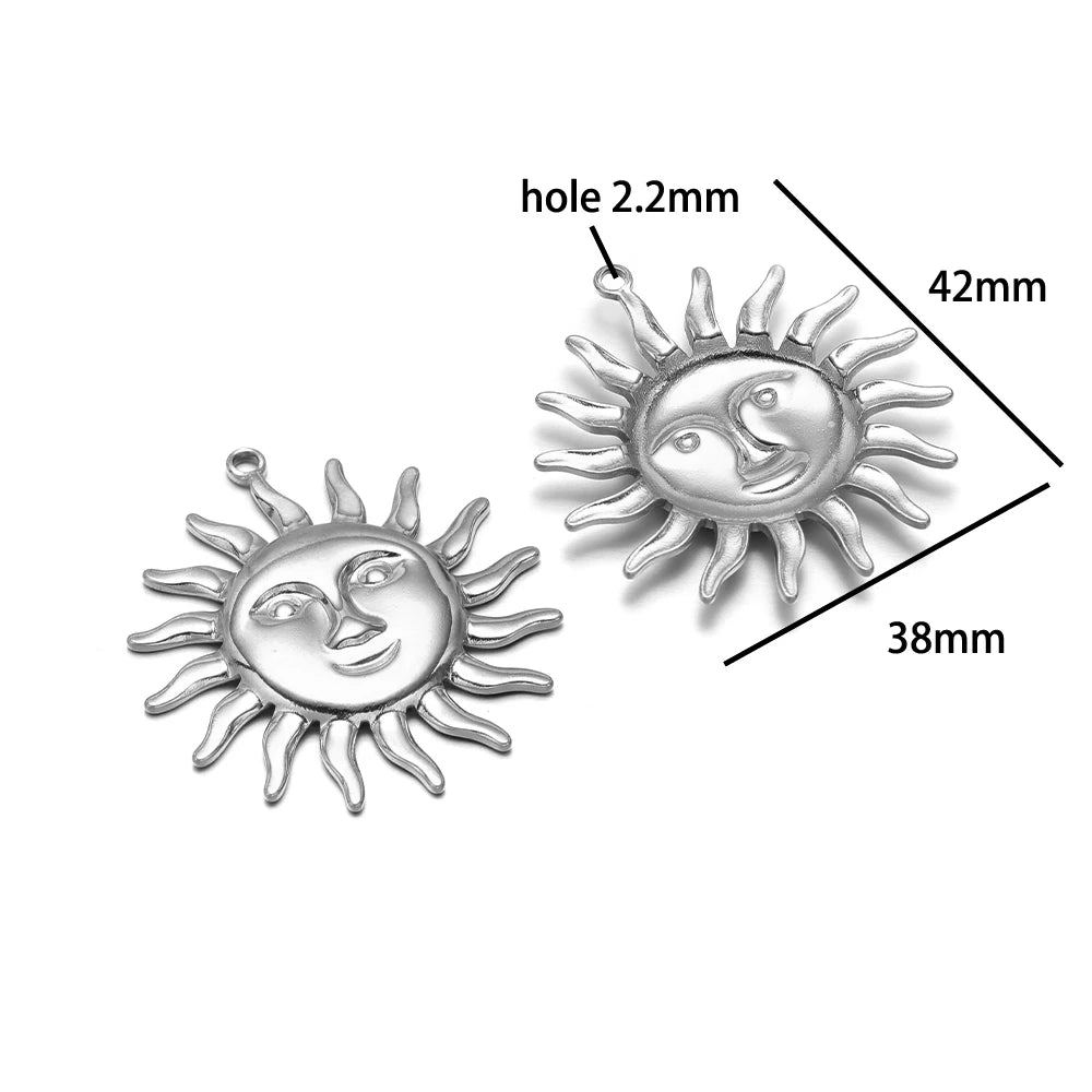 Vintage  DIY Charm 18k Gold Plated Stainless Steel Sun Starfish Flower Charm Pendant for Handmade Necklace Jewelry Making