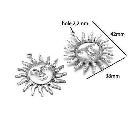 Vintage  DIY Charm 18k Gold Plated Stainless Steel Sun Starfish Flower Charm Pendant for Handmade Necklace Jewelry Making