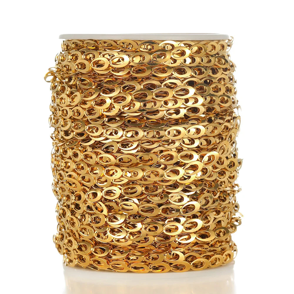 A1903 High Quality 18k Gold Silver Stainless Steel Chain Drop O Shape Link Bulk Jewelry Necklace Bracelet Chain for Diy