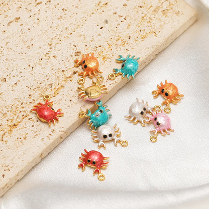 High Quality Jinrou 18K Gold Plated Stainless Steel Enamel Crab Shape Pendant Findings for Necklace and Earrings Jewelry Making