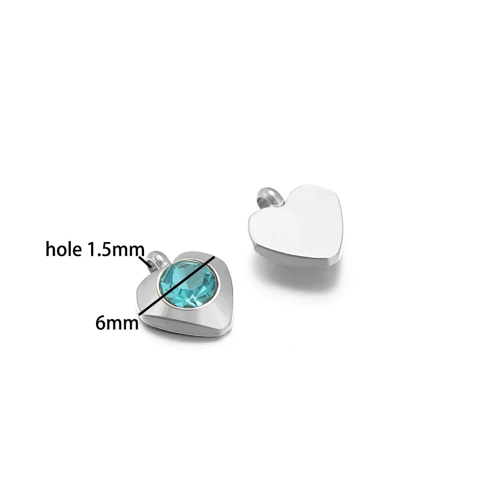 Fashion Heart Charm Stainless Steel 18K Gold Plated 20pcs/bag 6mm Heart Zircon Charm Pendant for Jewelry Necklace Making