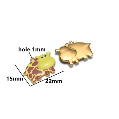 Fashionable 18k Gold Plated Stainless Steel Oil Drip Hippo Charm Pendant for DIY Necklace Jewelry Making
