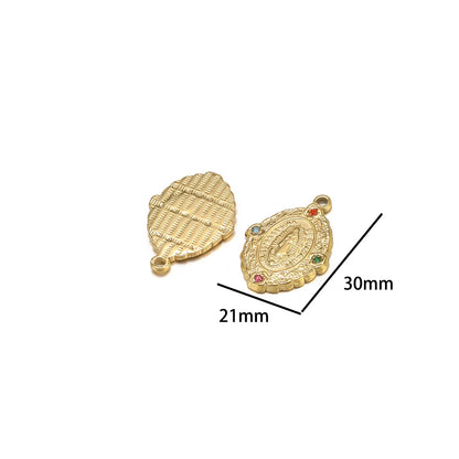 DIY Colorful Zircon Stainless Steel Gold Plated Charm Round Moon Zircon Charm Pendants for DIY Jewelry Necklace Making