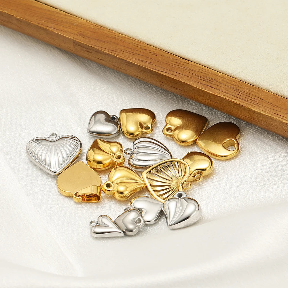 Fashion love Pendant 18k Gold Plated Stainless Steel Heart Shape Charm Pendant for DIY Jewelry Making Accessories