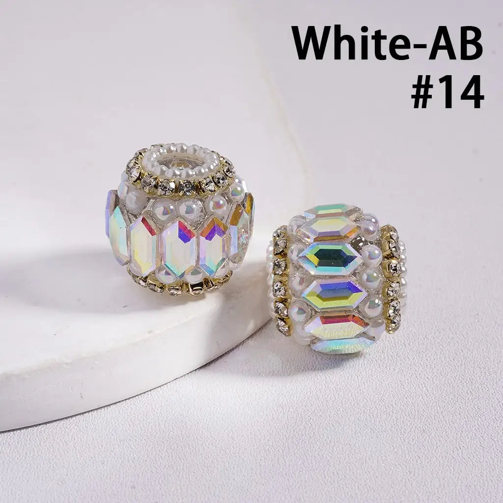 Round Acrylic Plastic Lucite Rhinestone Beads with White Pearl Clear Chains for Pen Keychain Making