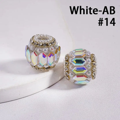 Round Acrylic Plastic Lucite Rhinestone Beads with White Pearl Clear Chains for Pen Keychain Making