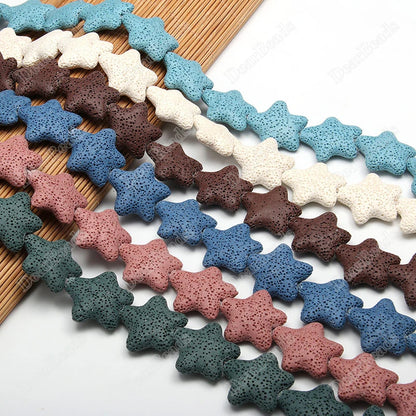 Wholesale Good Quality Many Colors Pink Blue Green Star Shape Volcanic Rock Lava Stone Beads for Jewelry Making 23mm