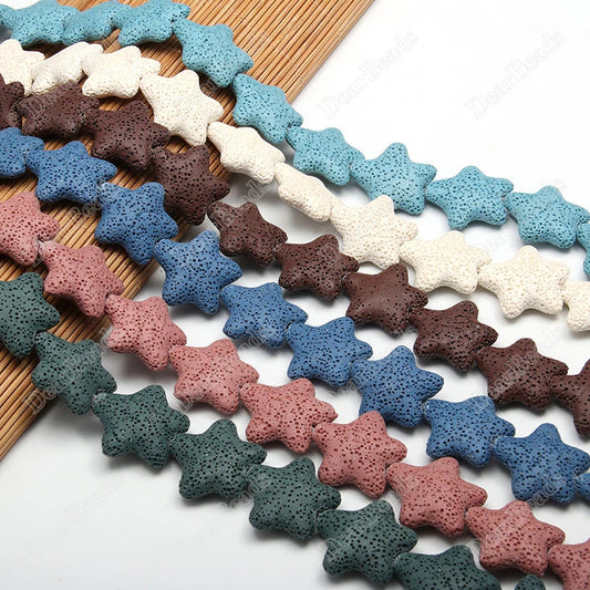 Wholesale Good Quality Many Colors Pink Blue Green Star Shape Volcanic Rock Lava Stone Beads for Jewelry Making 23mm