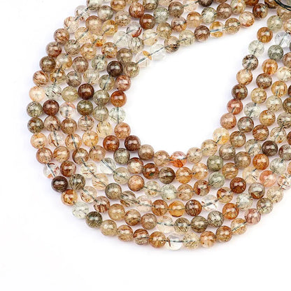 Natural Super Seven 7 Rutile Beads Black Copper Rutilated Quartz Beads for DIY Bracelets Necklace Jewelry Making 6mm 8mm