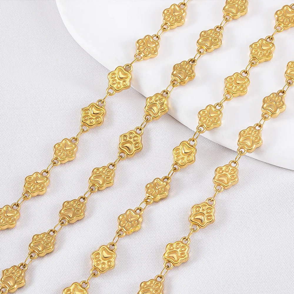D869 Cute Children Chain Jewelry Bee cat Paw Connectors Chains Tarnish Free 18K PVD Gold Stainless Steel Chain for Making