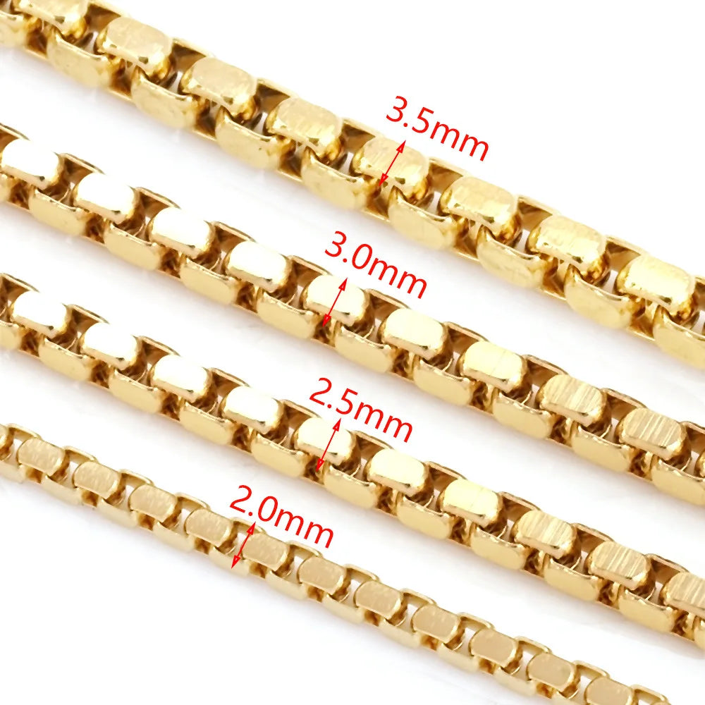 B4791 Waterproof Stainless Steel Chain 18k Gold square Chain Bulk Chain for Jewelry