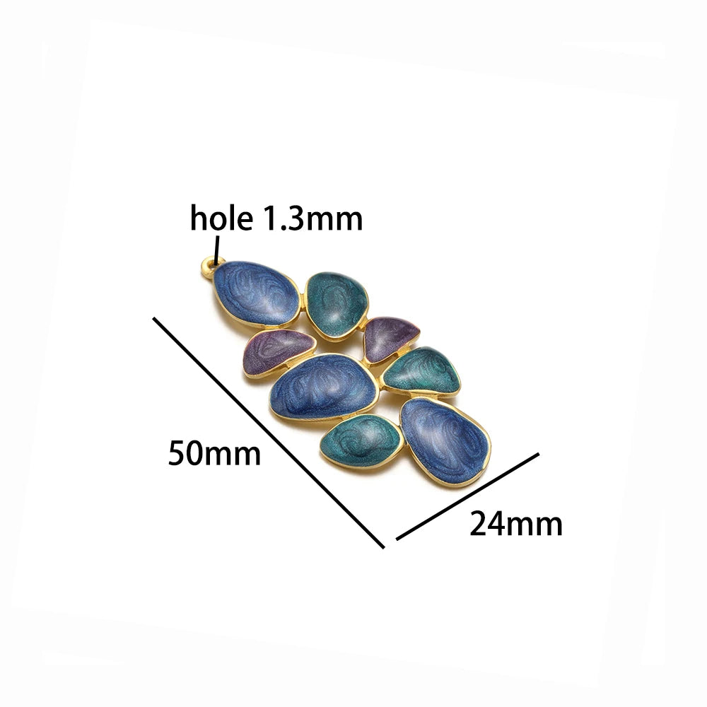 Drip Oil Pendant 18k Gold Plated Stainless Steel Colorful Leaf Charms Pendant for Women Jewelry Necklace Earrings Making
