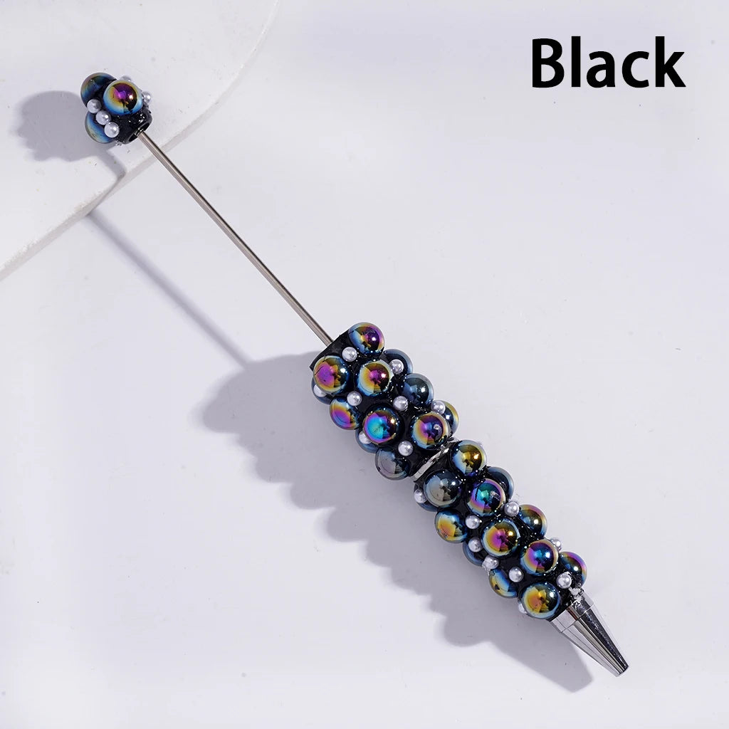 Beadable Ballpoint Pens with Half-Shell & Small White Pearls for DIY Pen Making & Gift Craft