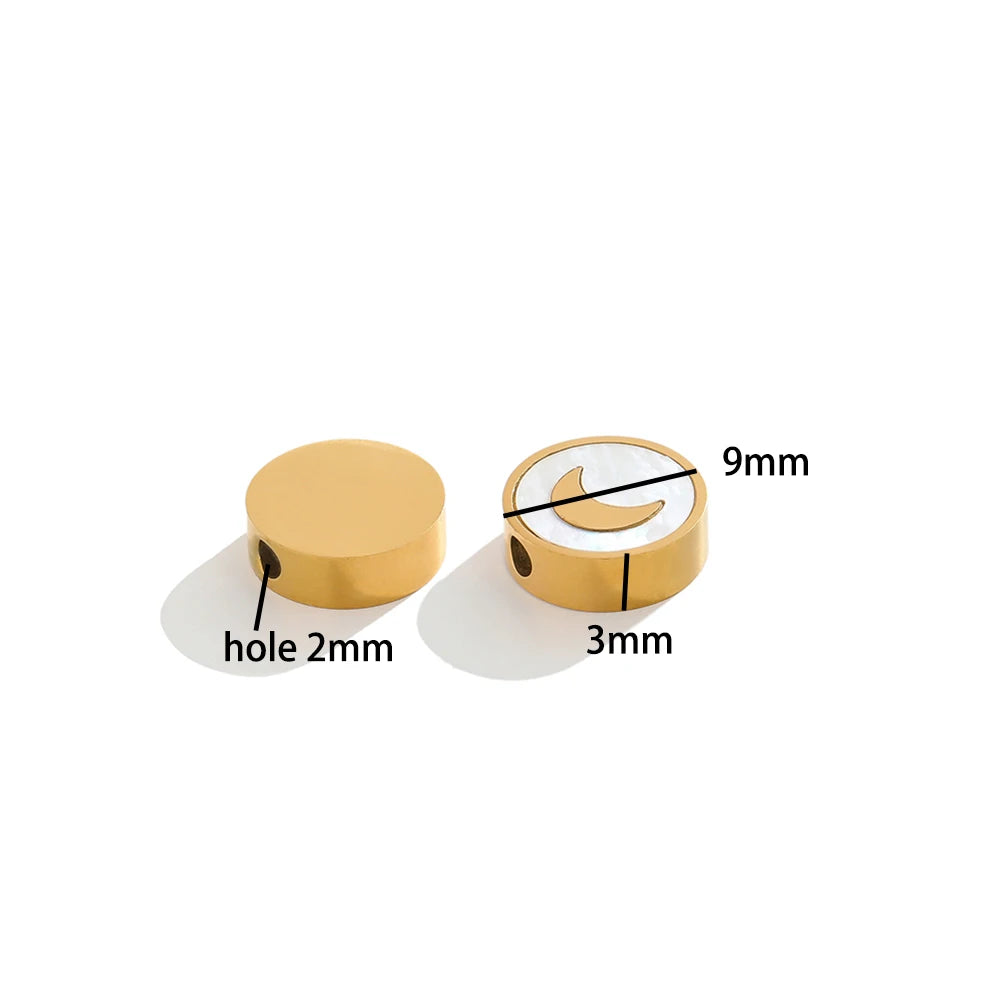 High Quality 18k Gold Plated Stainless Steel 9mm Round Enamel Bead Charms Pendant for Women Jewelry Necklace Earrings Making