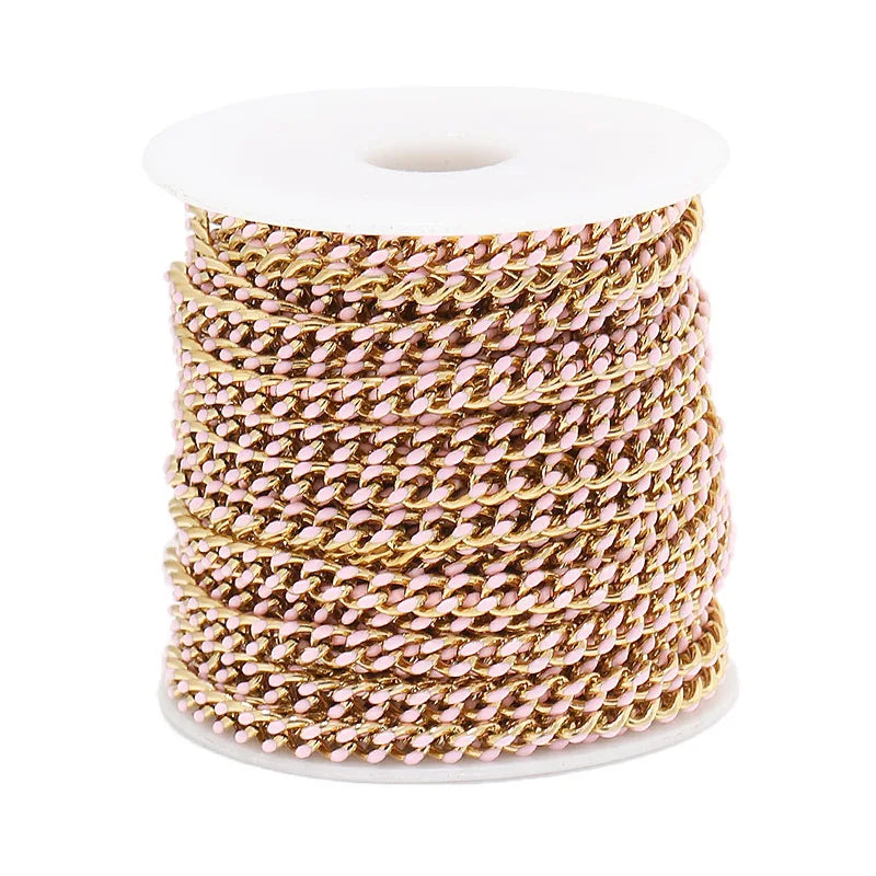 B3334 Enamel Cuban Chain Trunk Stainless Steel Chain Gold Filled Chain for Men Necklace