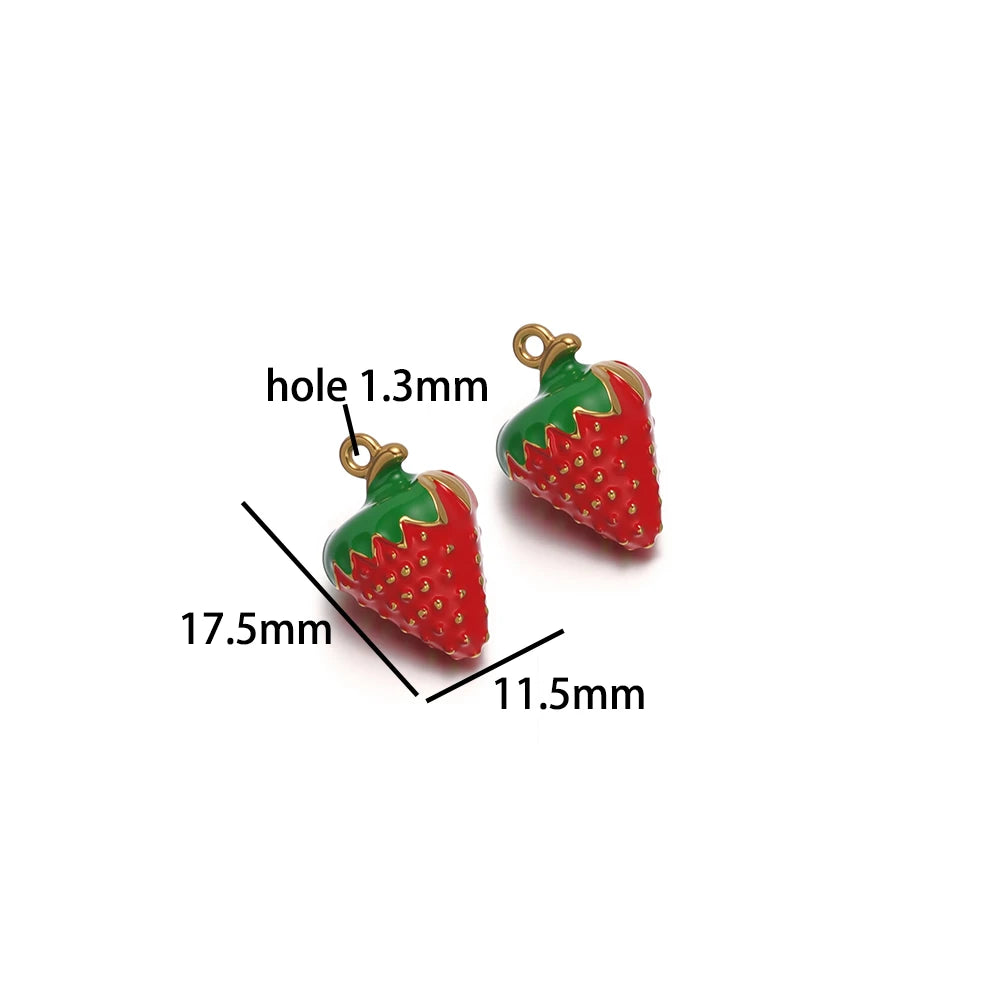 Fruit Series Charm Stainless Steel 18k Gold Plated Oil Drop Strawberries Pineapples Pumpkins Pendant for Jewelry Necklace Making