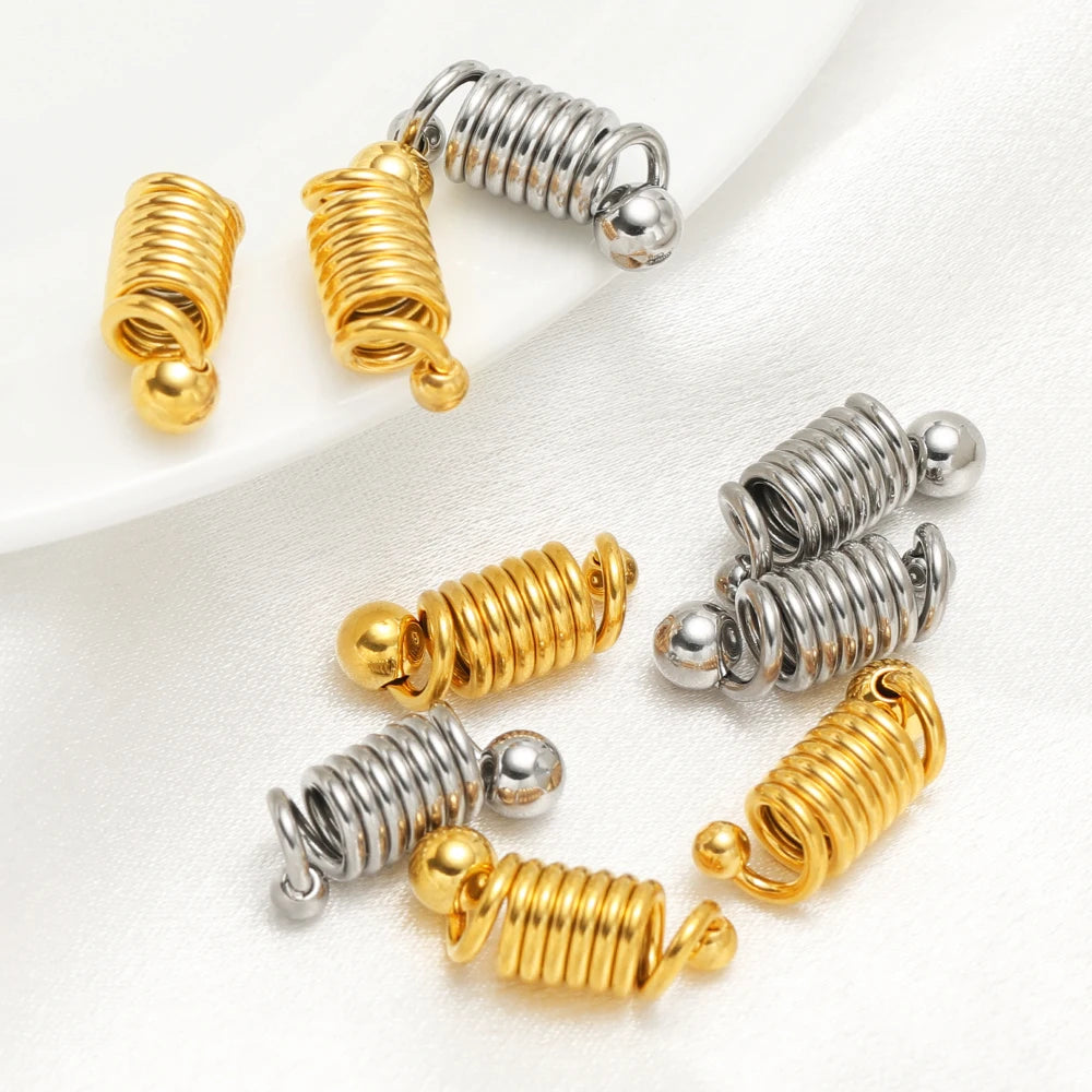 Trendy 18k Gold Plated Stainless Steel 8*21mm Spring Clasps Charm Pendant for DIY Jewelry Making  Accessories