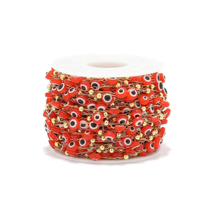 B3338 Rainbow Color Resin Beaded Chain Enamel 6mm Eye Beads Chain Bracelet Necklace Making