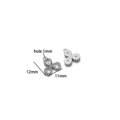 18k Gold Plated Stainless Steel Four Leaf Clover Triangular Droplet Oval Heart Zircon Charm Pendant for DIY Jewelry Making