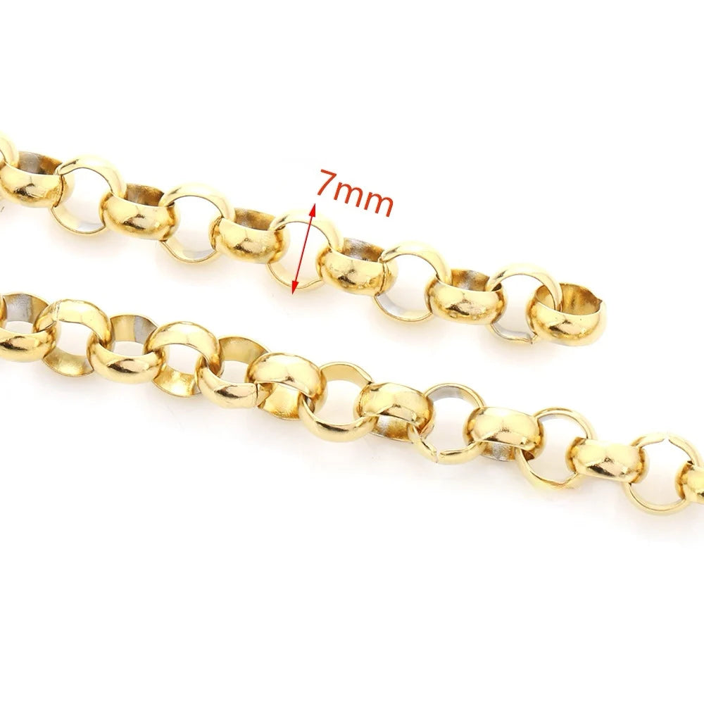 E385 Hot PVD Plated Cuban Chain Gold Silver Thunk Chain Permanent Stainless Steel Chain for Diy