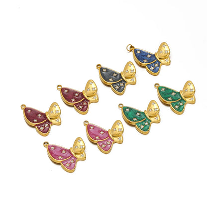 Hot Selling Stainless Steel18k Gold Plated Drop Oil Dot Drill Butterfly Charms Pendant for DIY Jewelry Necklace Making