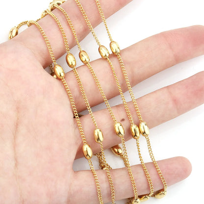 B1591High Quality Gold Silver Beads Chain Ins Hot Necklace Chain Stainless Steel Accessory